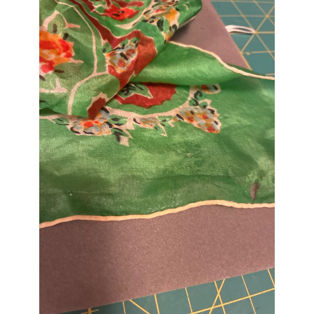 VTG silk scarf Asian Art Museum San Francisco floral pattern READ - Picture 4 of 11